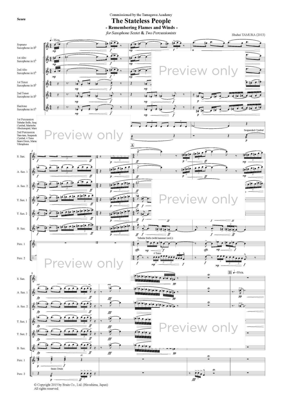 The Stateless People - Saxophone & Percussion Octet Chamber Music scores gallery preview page 2
