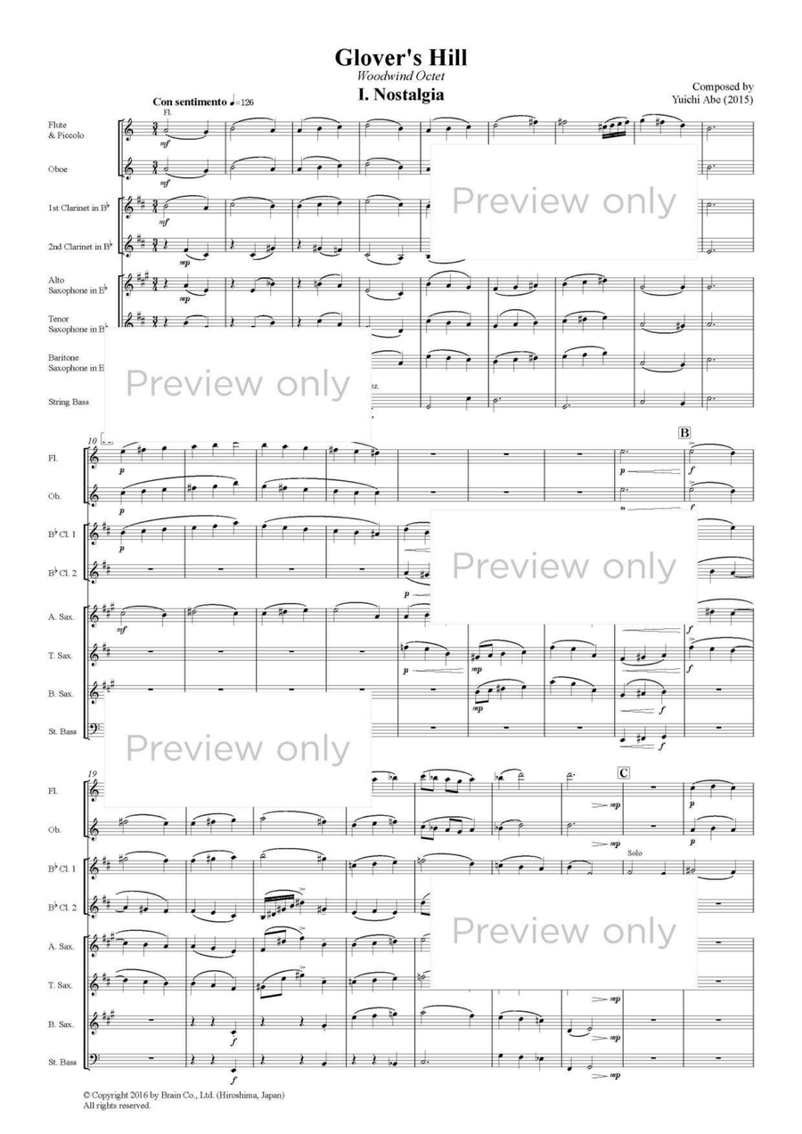 Glover's Hill - Woodwind & String Bass Octet Chamber Music scores gallery preview page 2