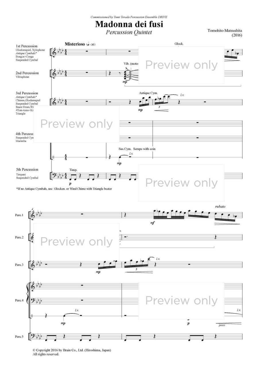 Madonna dei Fusi - Percussion Quintet Snare Drum scores gallery preview page 2