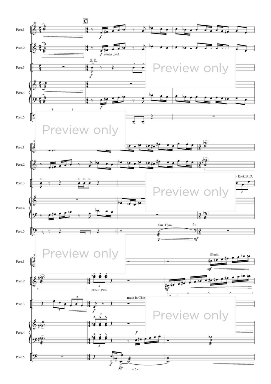 Madonna dei Fusi - Percussion Quintet Snare Drum scores gallery preview page 6