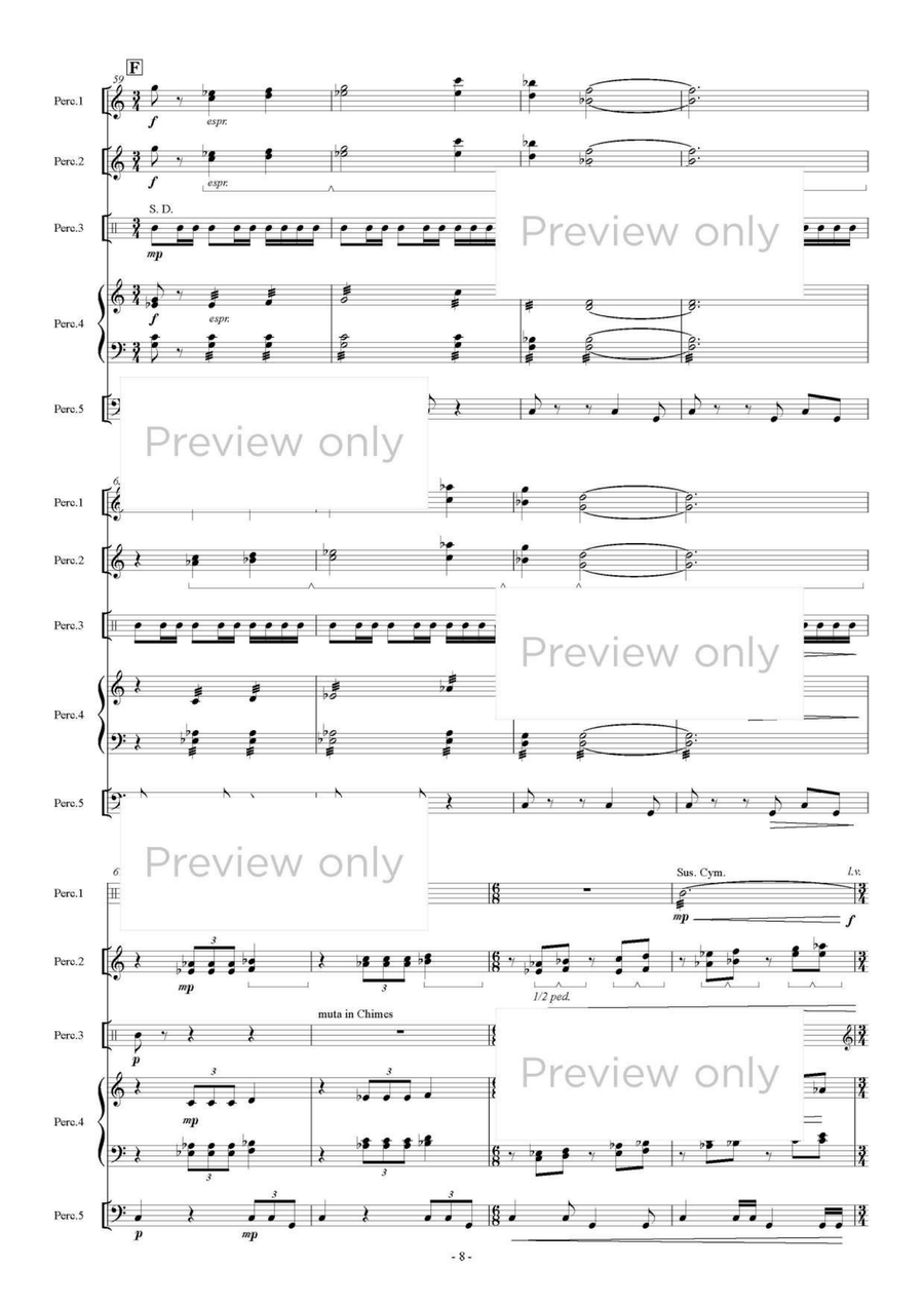 Madonna dei Fusi - Percussion Quintet Snare Drum scores gallery preview page 9