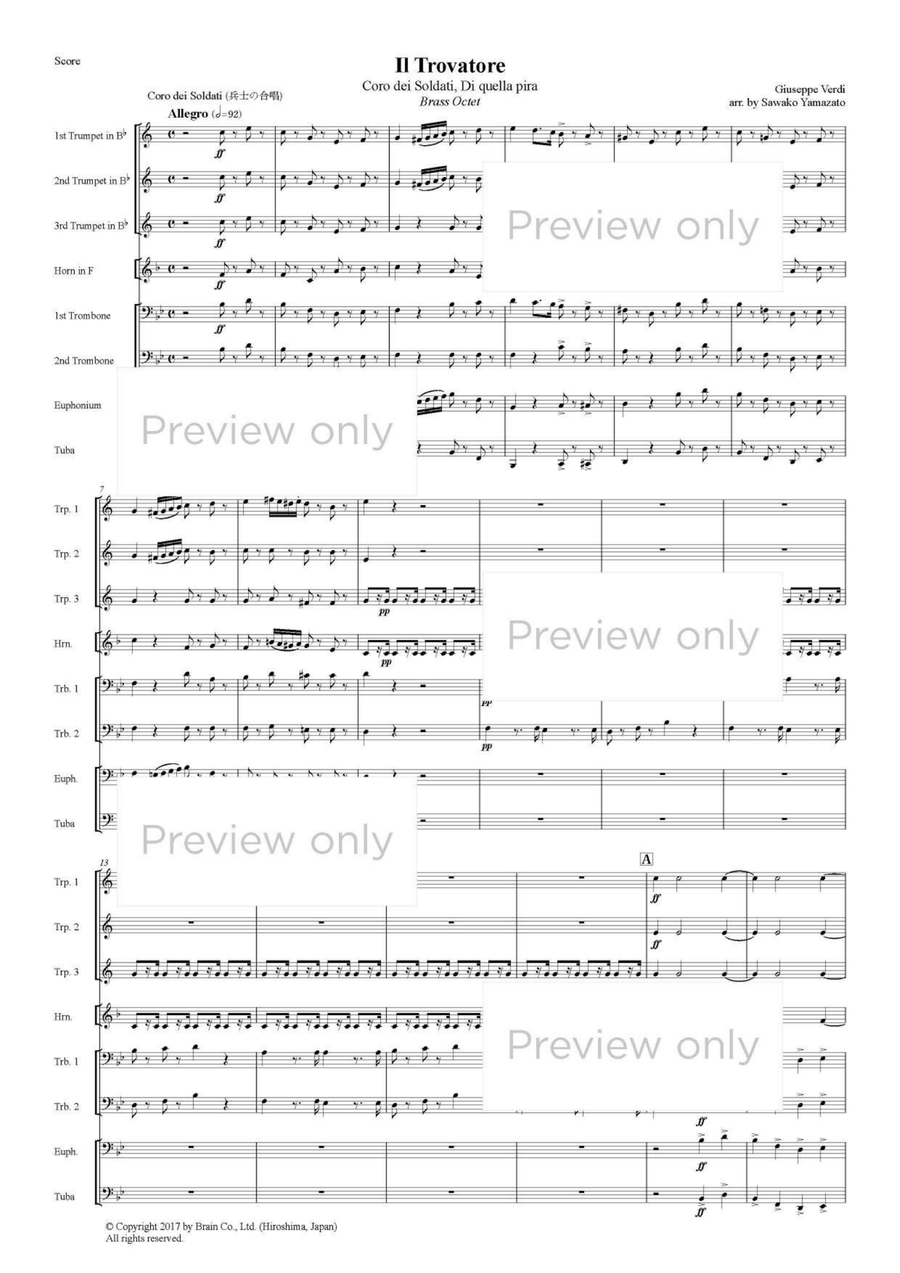 Coro dei Soldani, Di quella pira from Il trovatore - Brass Octet Euphonium scores gallery preview page 2