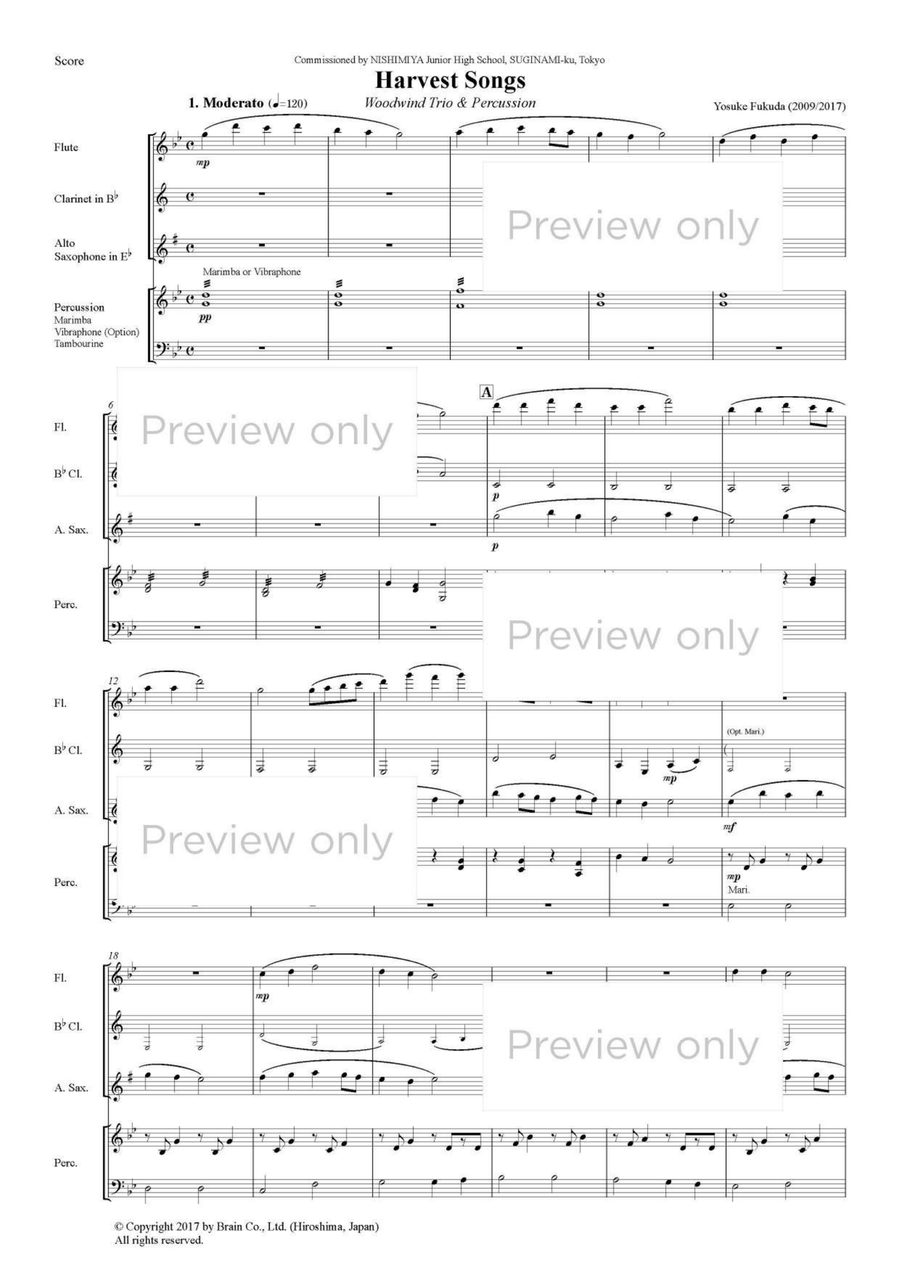 Harvest Songs - Woodwind & Percussion Quartet B-Flat Clarinet scores gallery preview page 2