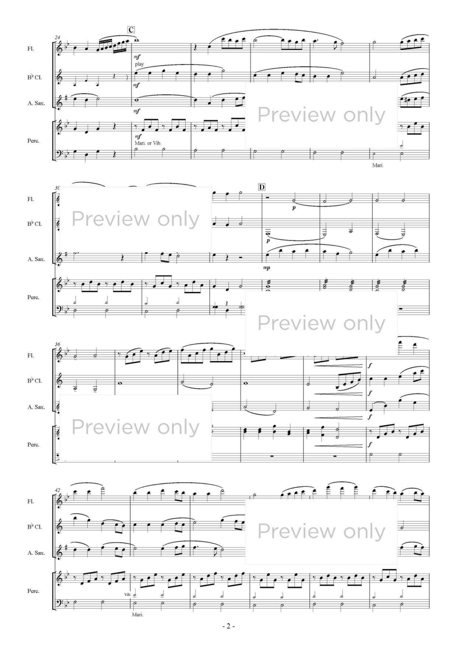 Harvest Songs - Woodwind & Percussion Quartet B-Flat Clarinet scores gallery preview page 3