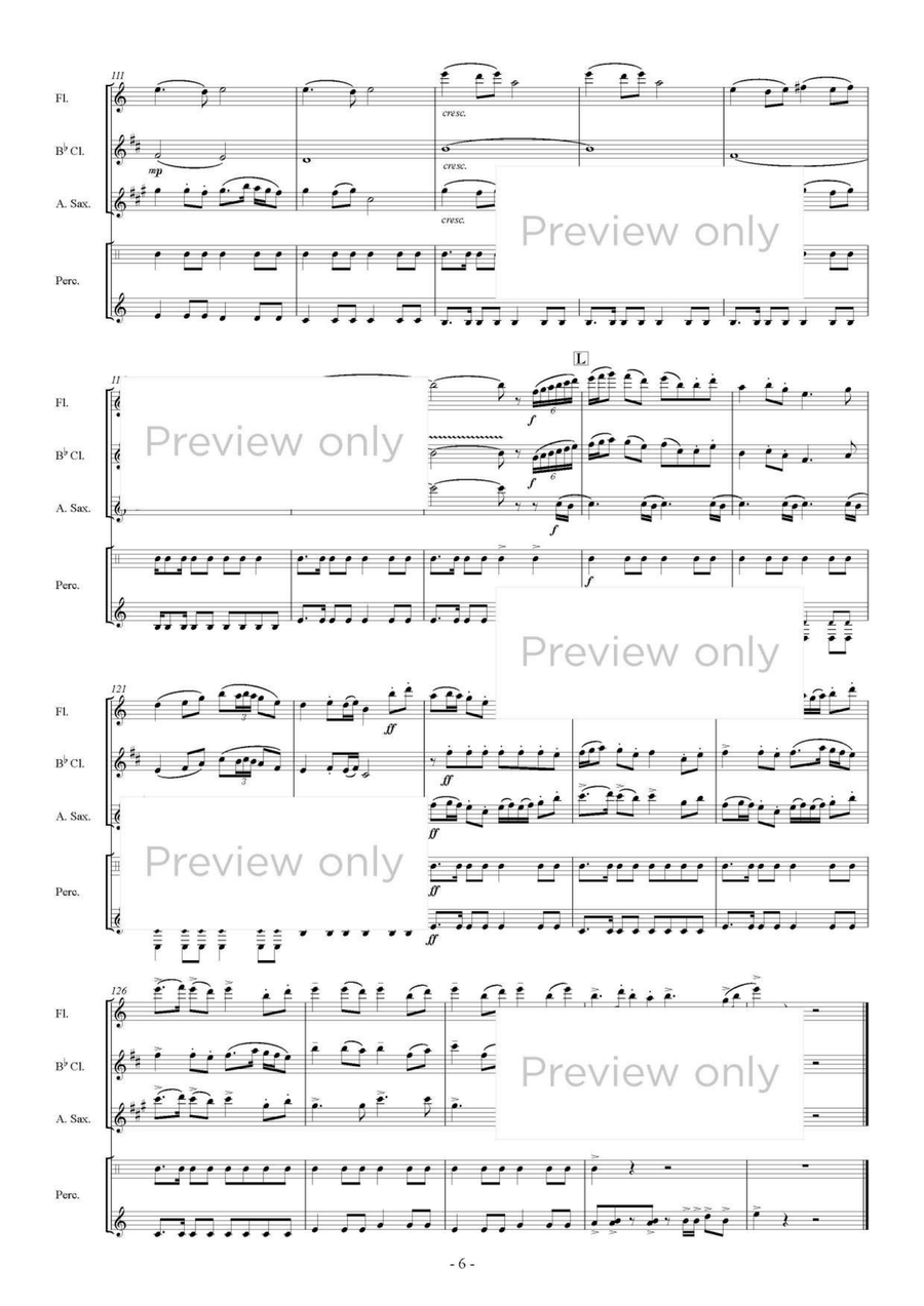 Harvest Songs - Woodwind & Percussion Quartet B-Flat Clarinet scores gallery preview page 7
