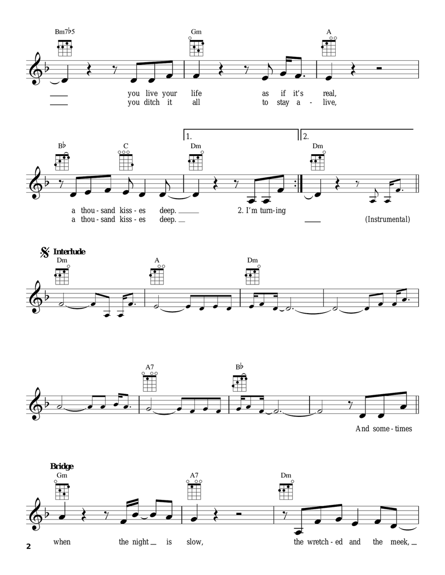 A Thousand Kisses Deep A Thousand Kisses Deep Ukulele scores gallery preview page 2