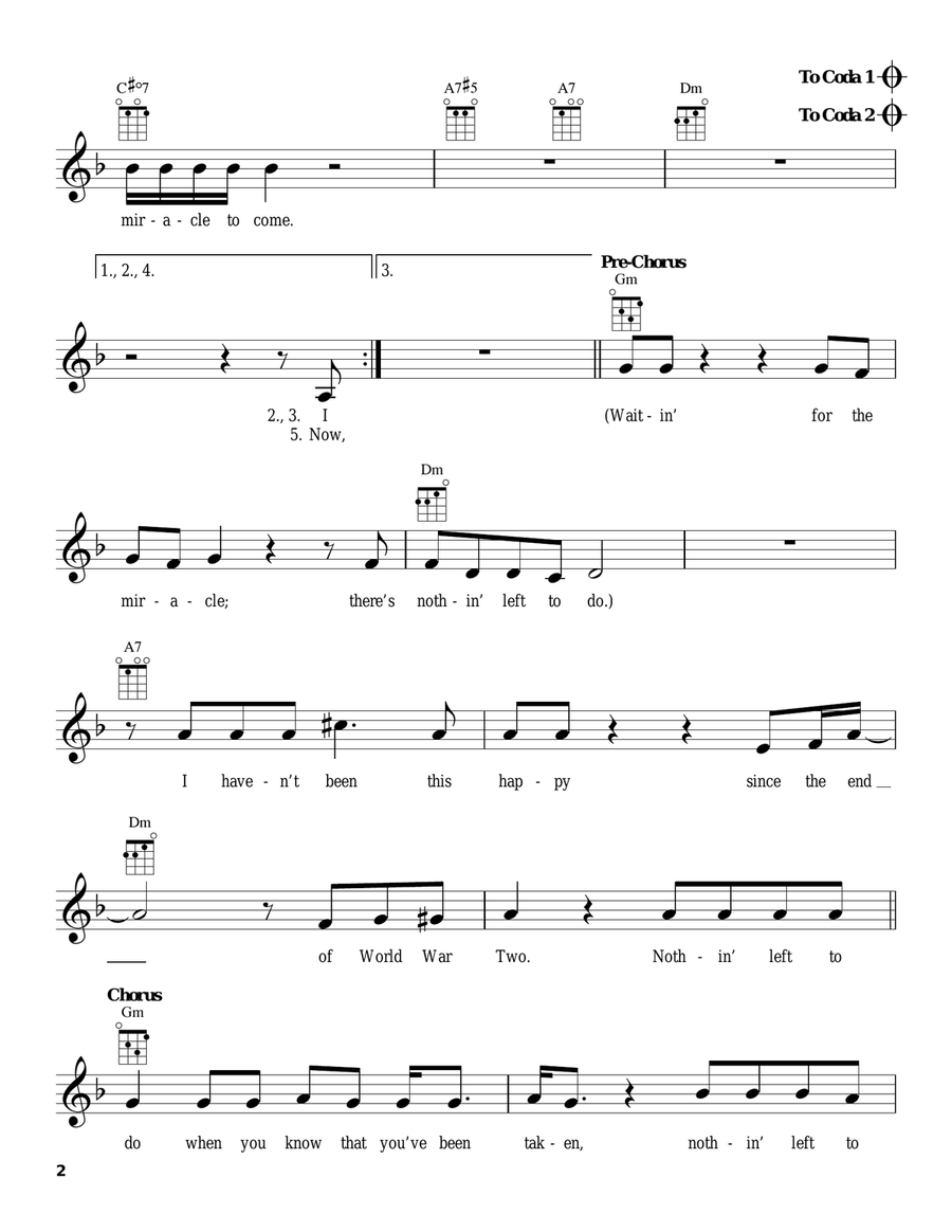 Waiting For The Miracle Waiting For The Miracle Ukulele scores gallery preview page 2