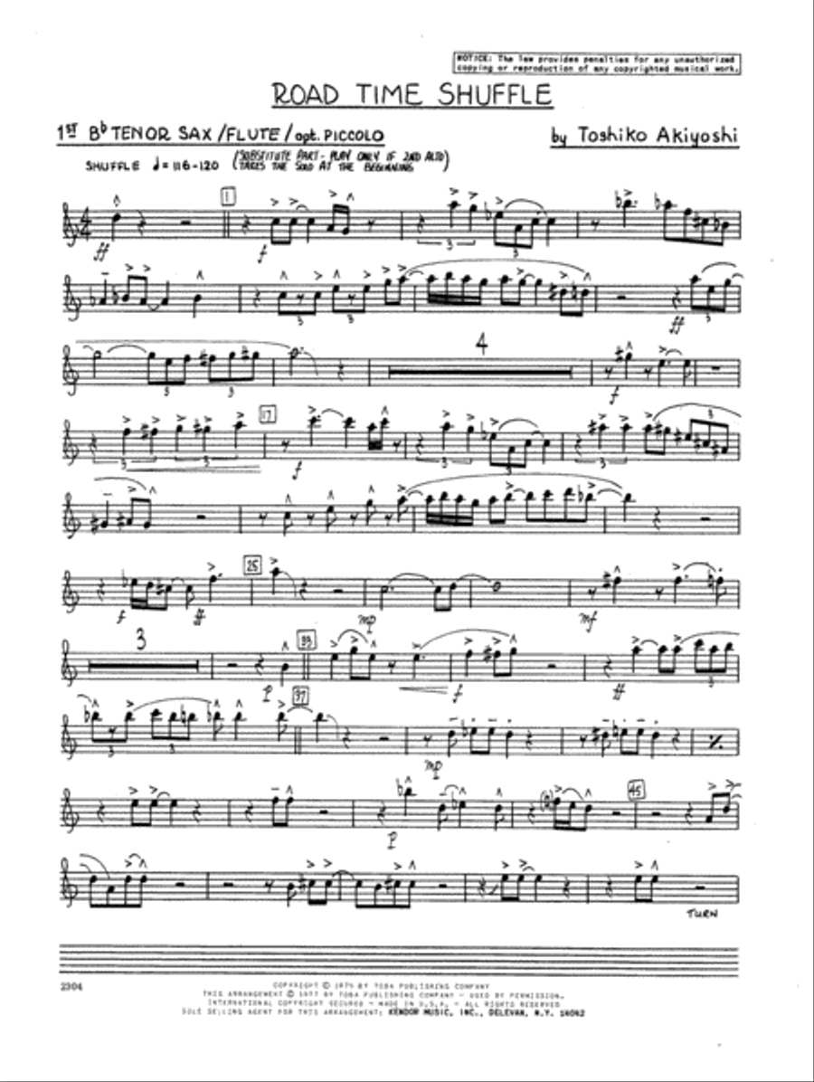 Road Time Shuffle - Tenor Sax 1 (Alt.) Tenor Saxophone scores gallery preview page 1