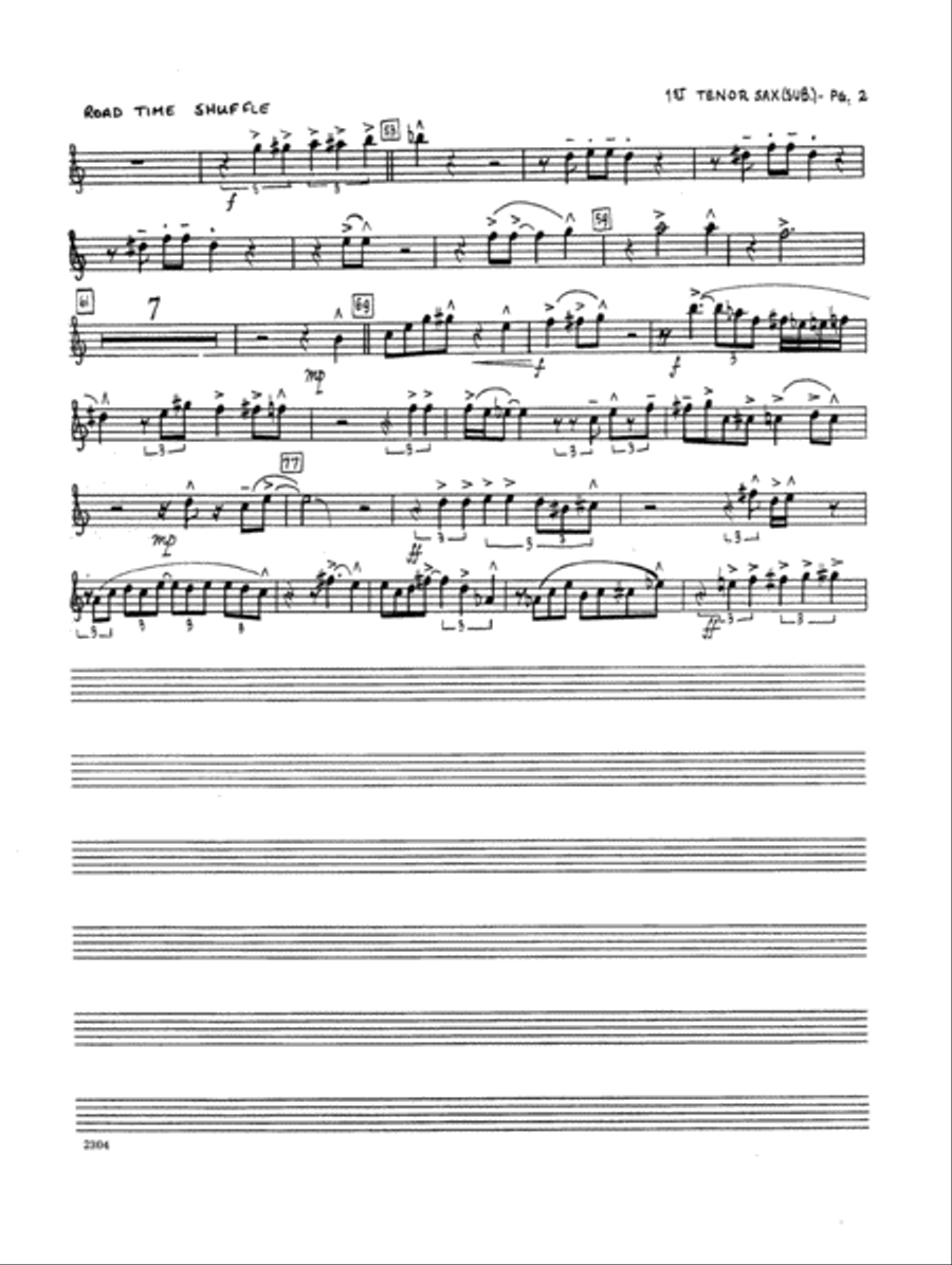 Road Time Shuffle - Tenor Sax 1 (Alt.) Tenor Saxophone scores gallery preview page 2