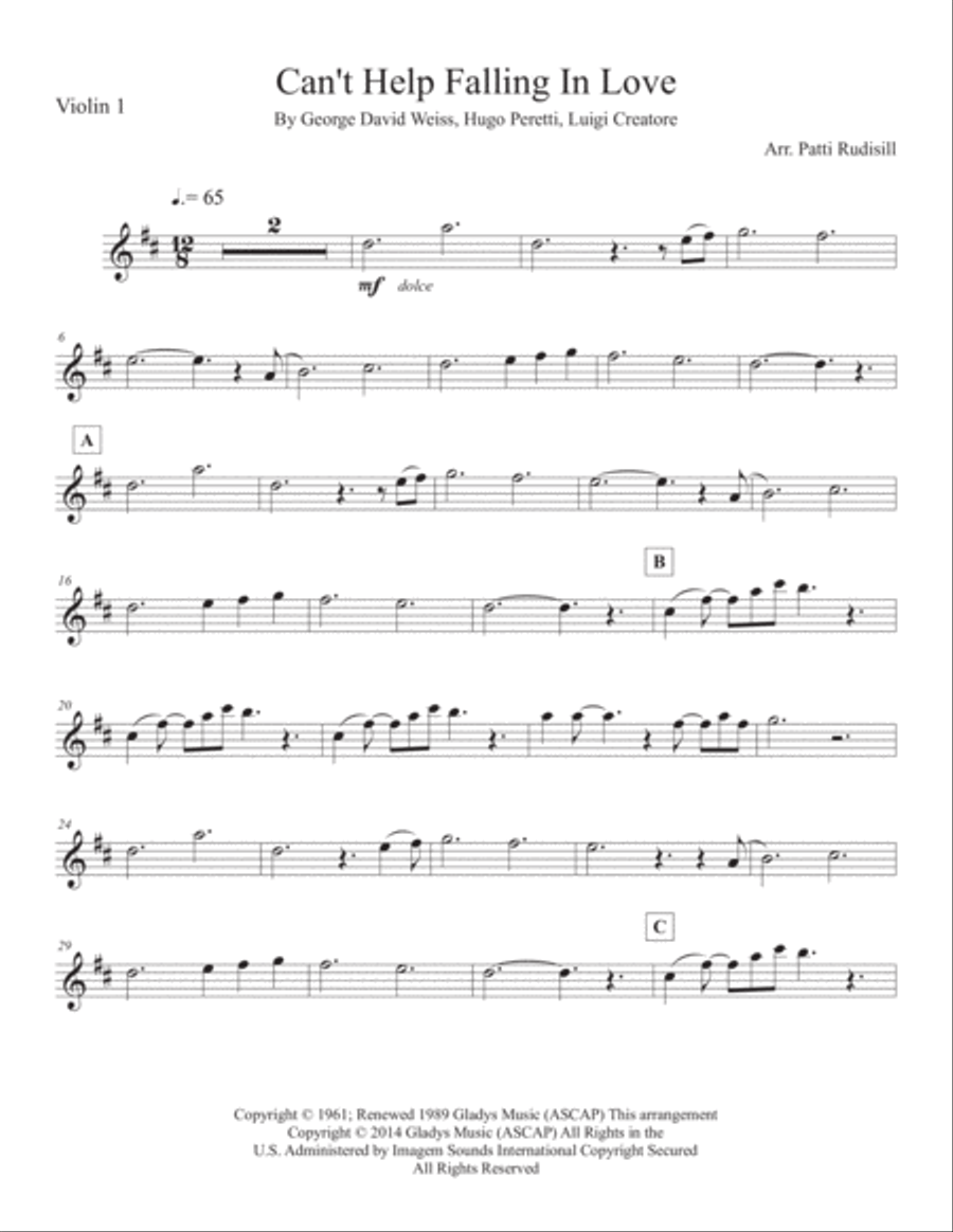 Can't Help Falling In Love Viola scores gallery preview page 1