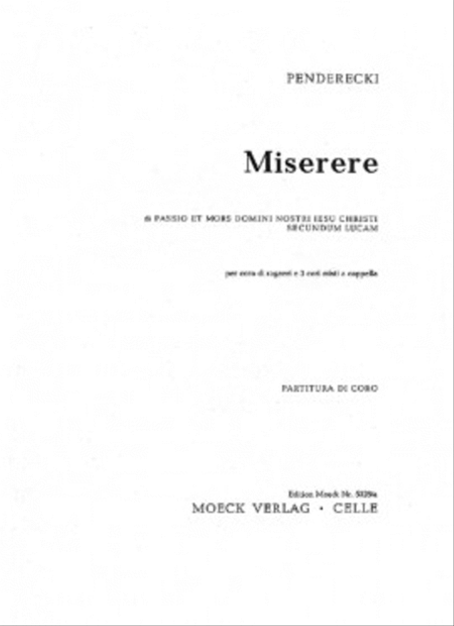 Miserere 'passio Et Mors Domini' Choral Score Children's Choir And 3 Mixed Choirs ATB scores gallery preview page 1
