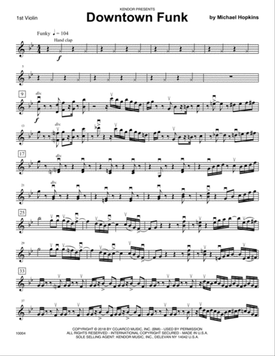 Downtown Funk - 1st Violin Violin scores gallery preview page 1