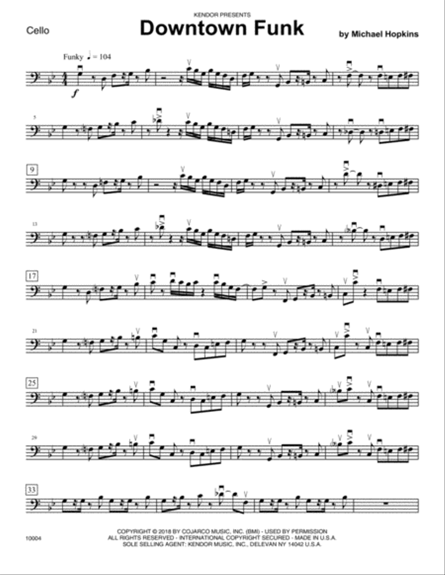 Downtown Funk - Cello Cello scores gallery preview page 1