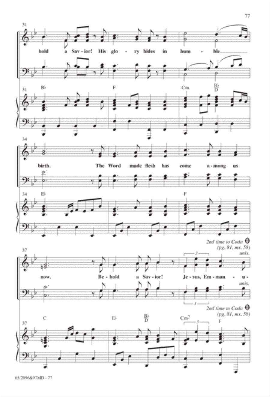 Behold, A Savior! Behold, A Savior! 4-Part scores gallery preview page 44