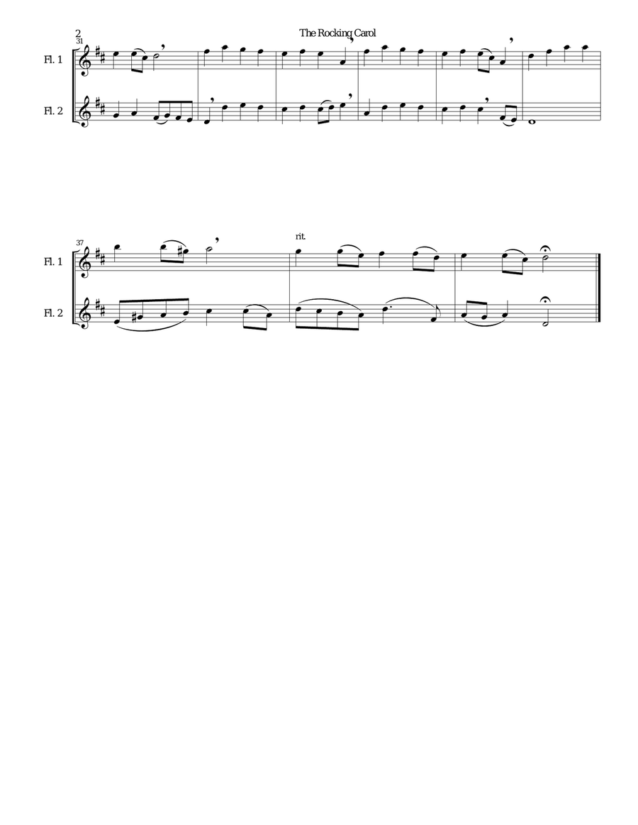 The Rocking Carol (Little Jesus, Sweetly Sleep) for flute duo Flute Duet scores gallery preview page 2