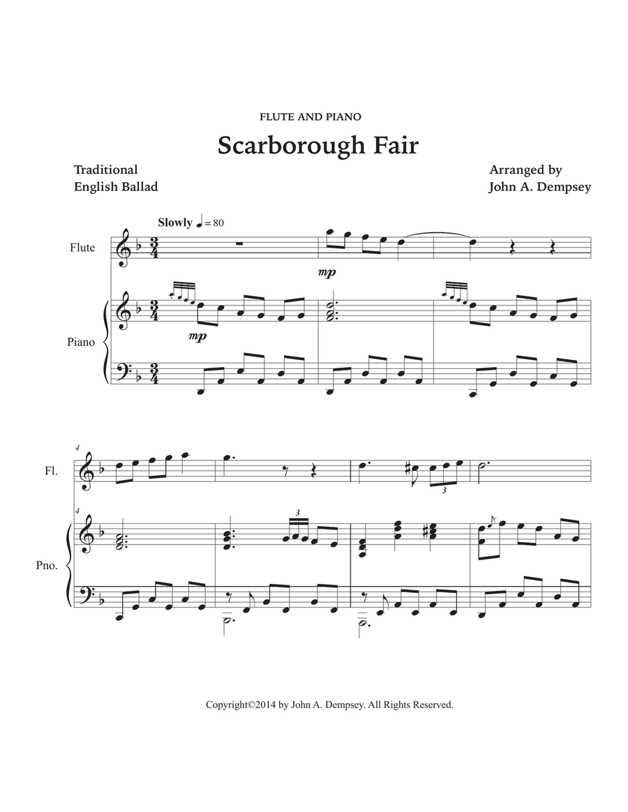 Scarborough Fair (Flute and Piano) Flute Solo scores gallery preview page 5