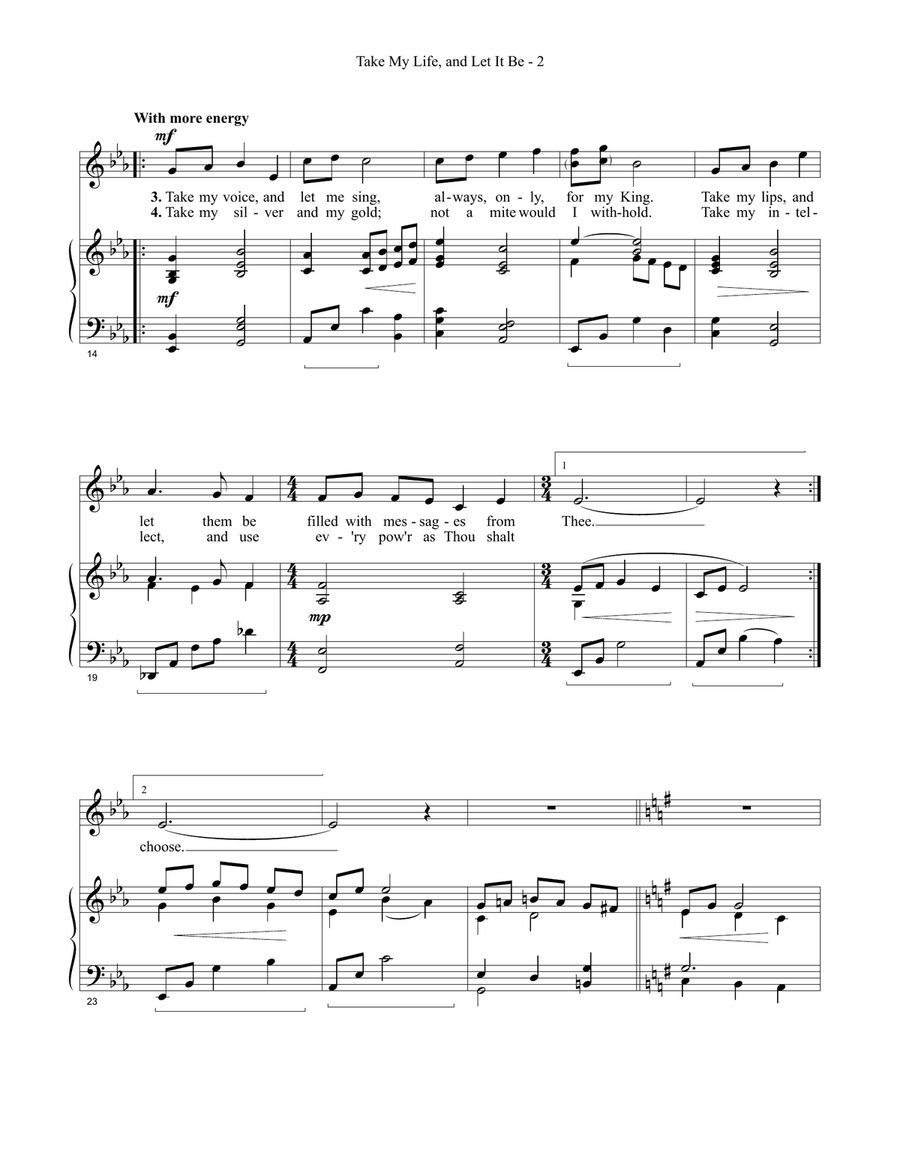 Take My Life, and Let It Be (High) High Voice scores gallery preview page 2