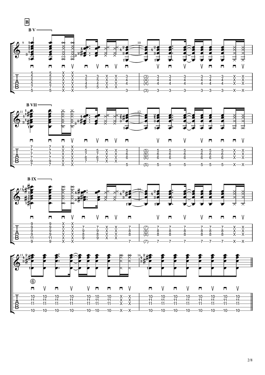 Downtown Funk (Solo Guitar Tablature) Guitar Tablature scores gallery preview page 2