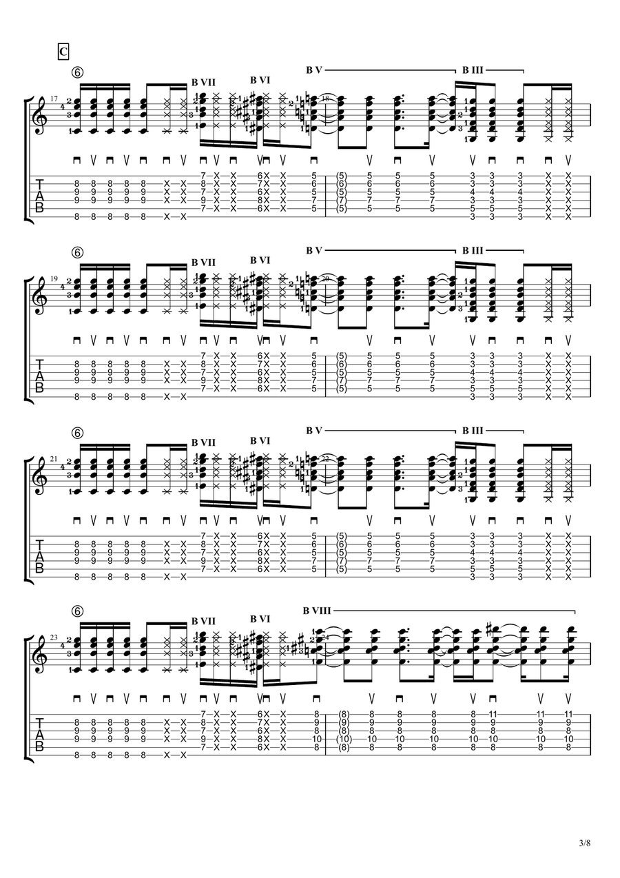 Downtown Funk (Solo Guitar Tablature) Guitar Tablature scores gallery preview page 3