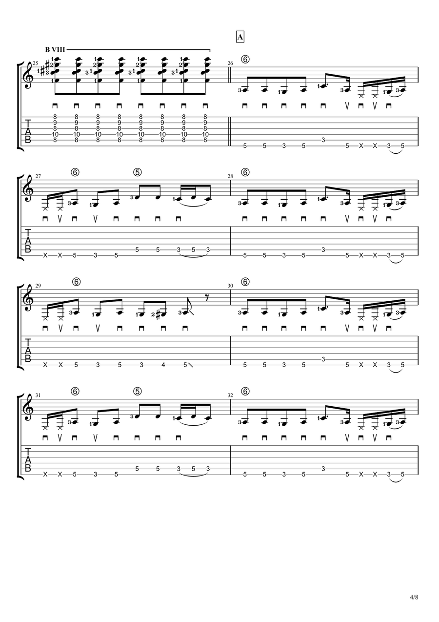 Downtown Funk (Solo Guitar Tablature) Guitar Tablature scores gallery preview page 4