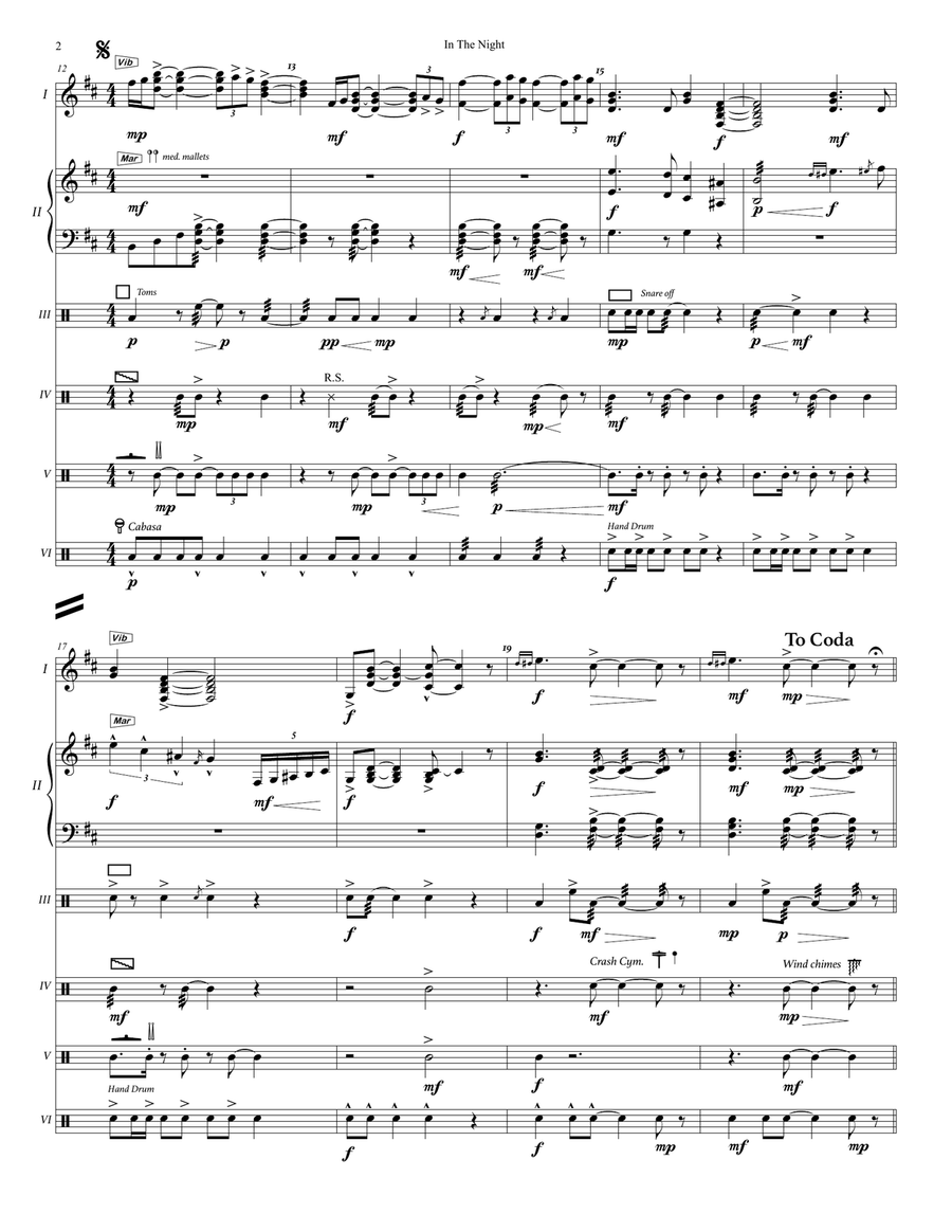 In the Night (for percussion ensemble-sextet) Percussion Ensemble scores gallery preview page 5