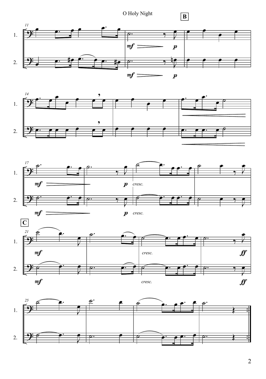 O Holy Night O Holy Night Trombone Duet scores gallery preview page 2