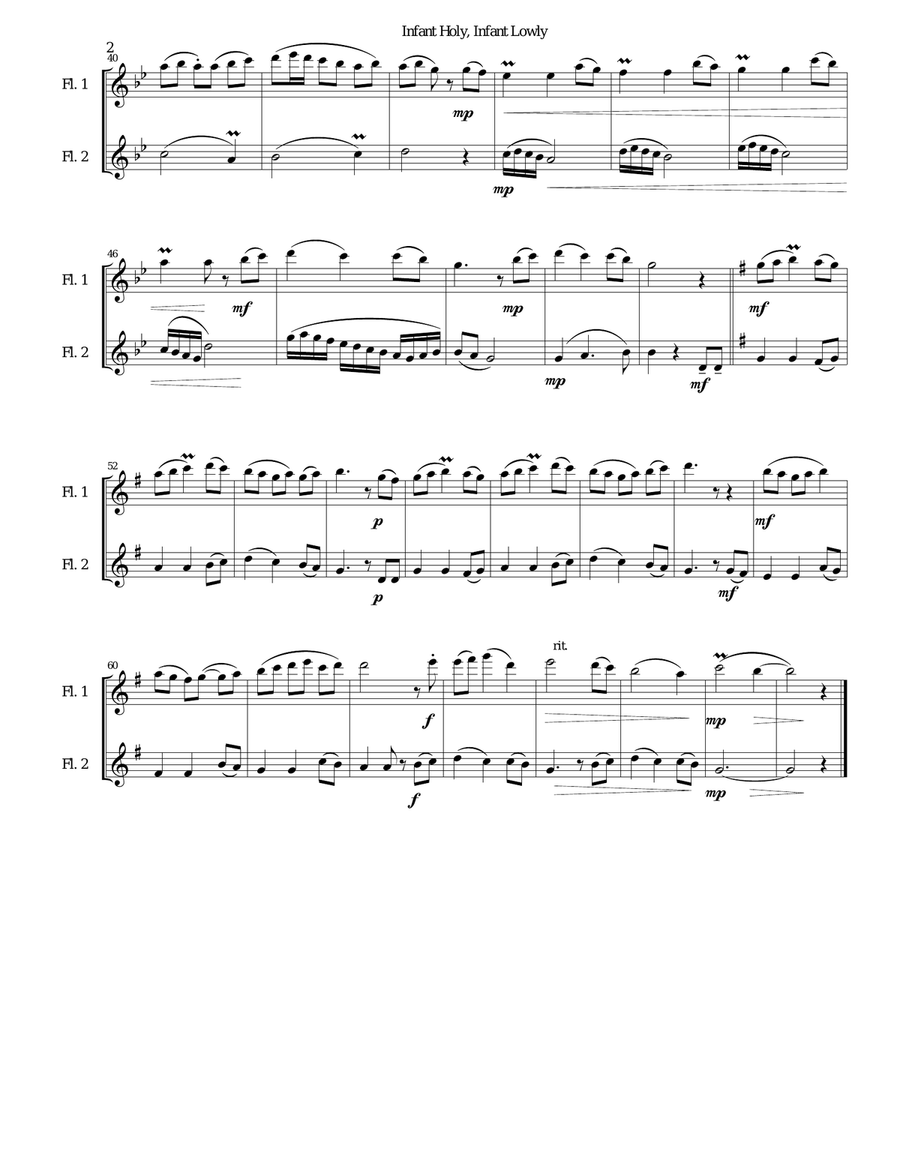 Infant Holy, Infant Lowly (W Żlobie Leży) for 2 flutes Infant Holy, Infant Lowly (W Żlobie Leży) for 2 flutes Flute Duet scores gallery preview page 2