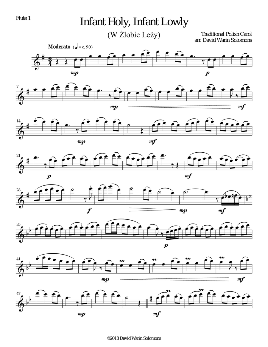 Infant Holy, Infant Lowly (W Żlobie Leży) for 2 flutes Infant Holy, Infant Lowly (W Żlobie Leży) for 2 flutes Flute Duet scores gallery preview page 3