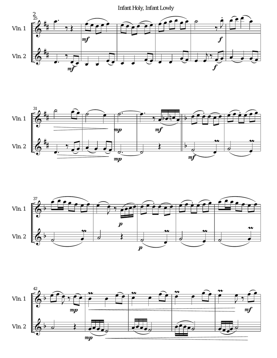 Infant Holy, Infant Lowly (W Żlobie Leży) for 2 violins Violin Solo scores gallery preview page 2