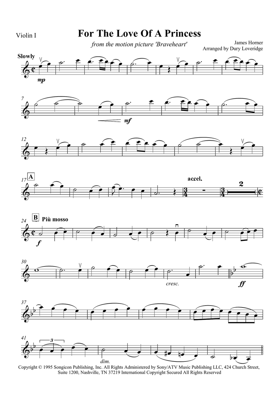 For The Love Of A Princess from the Twentieth Century Fox Motion Picture BRAVEHEART String Quartet scores gallery preview page 5