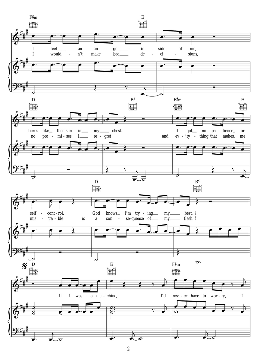 Machine Machine Piano, Vocal scores gallery preview page 2