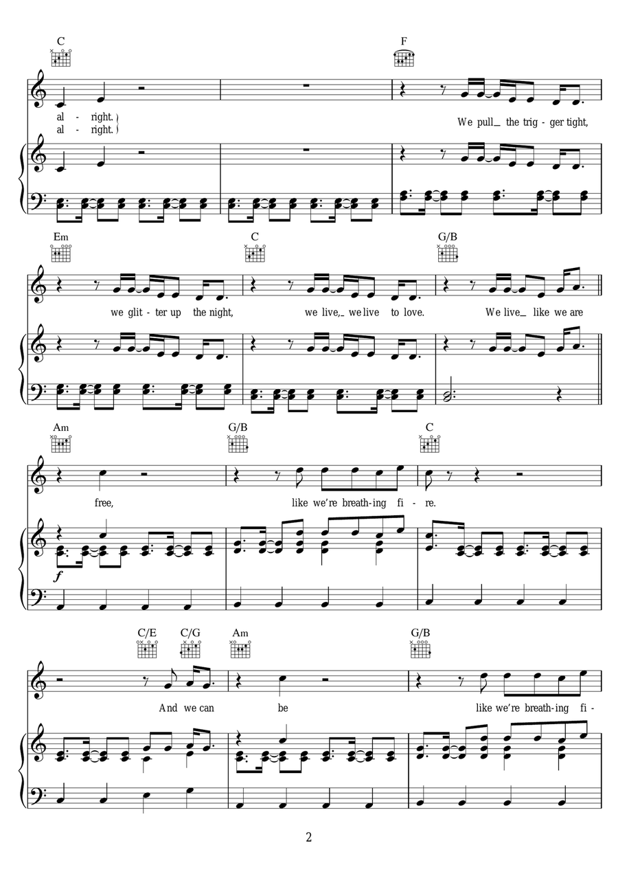 Breathing Fire Piano, Vocal scores gallery preview page 2