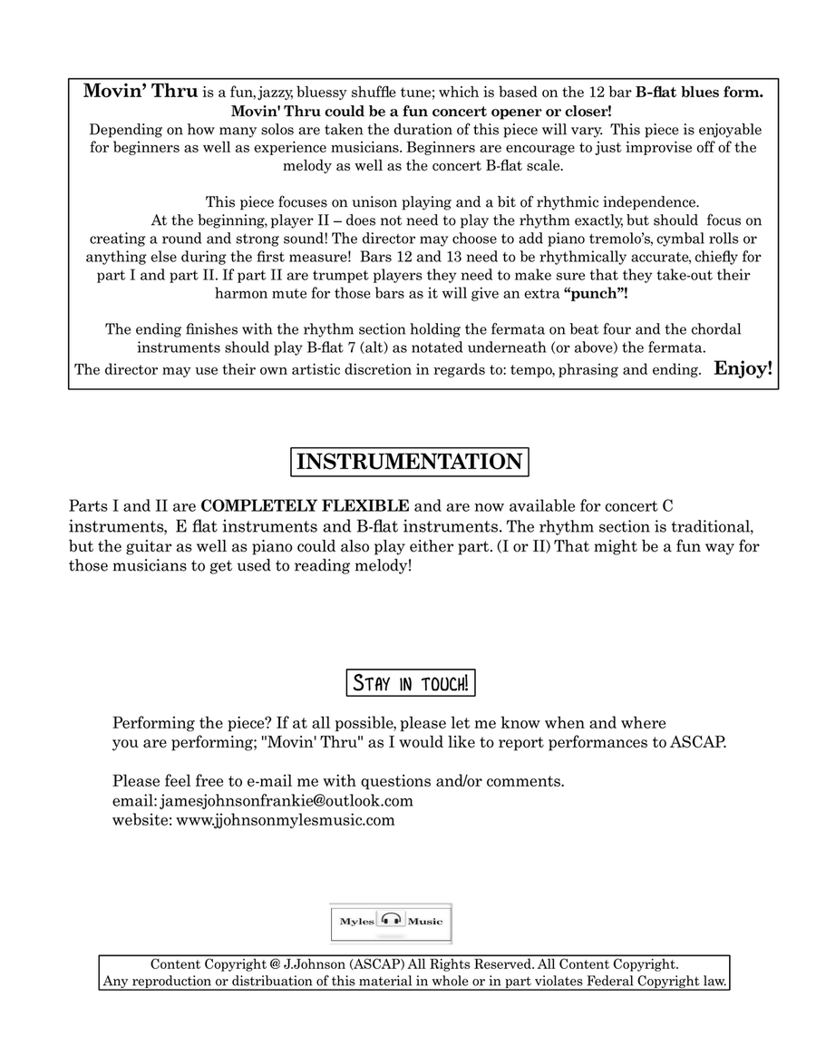 Movin' Thru (jazz combo) Flexible Instrumentation Concert Band scores gallery preview page 2