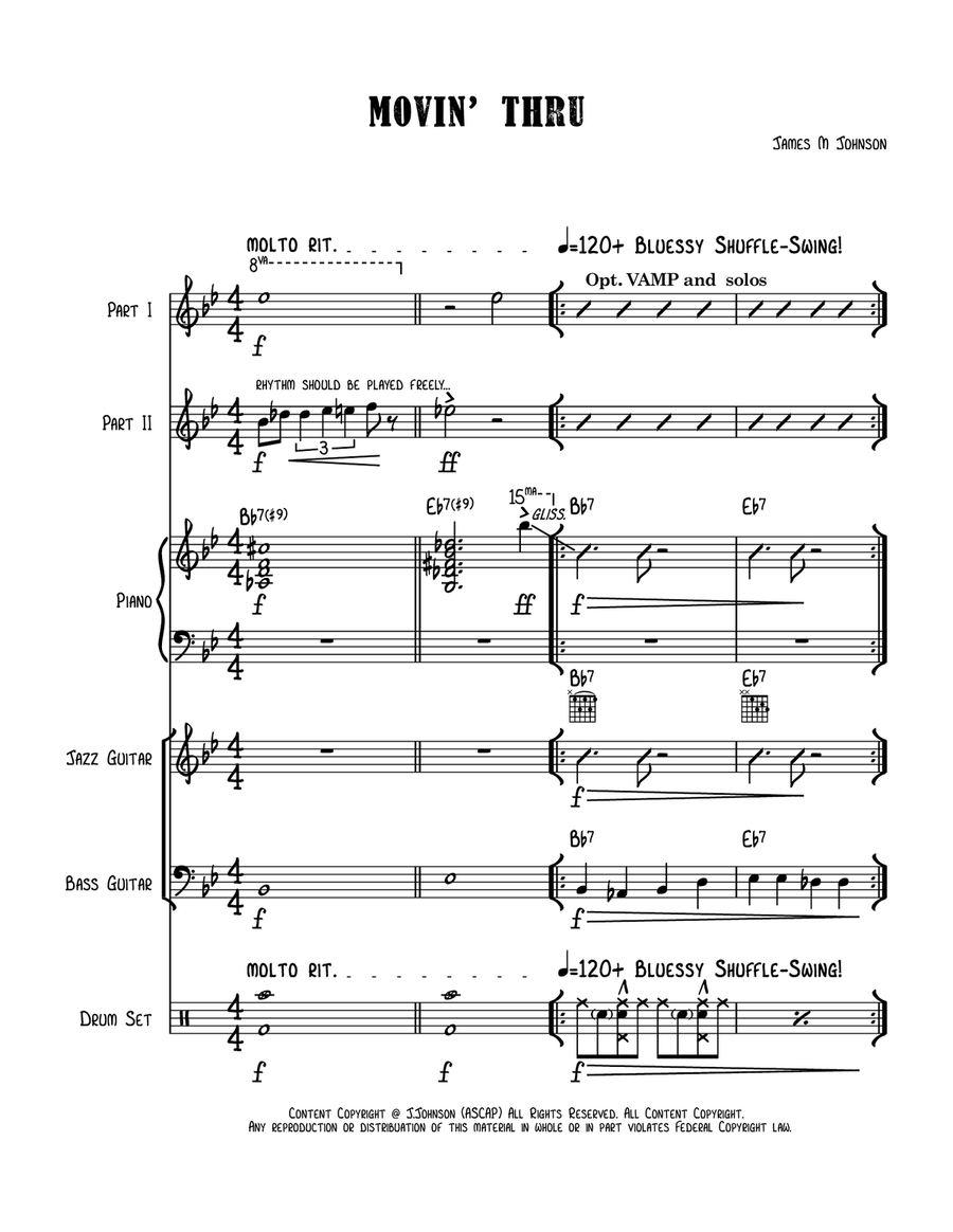 Movin' Thru (jazz combo) Flexible Instrumentation Concert Band scores gallery preview page 3