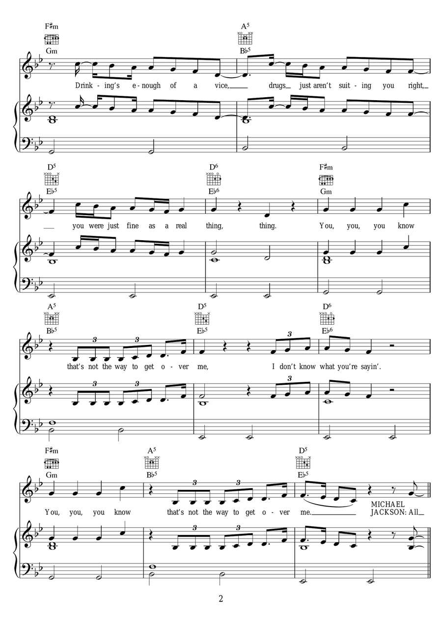 Don't Matter To Me (featuring Michael Jackson) Piano, Vocal scores gallery preview page 2