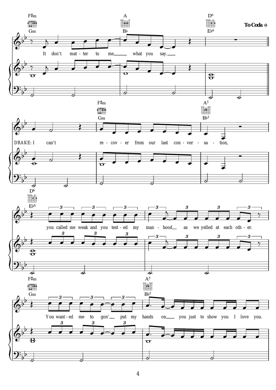 Don't Matter To Me (featuring Michael Jackson) Piano, Vocal scores gallery preview page 4