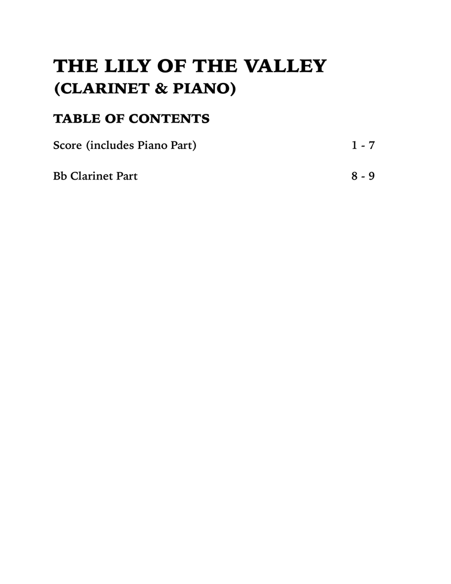 The Lily of the Valley (Clarinet and Piano) The Lily of the Valley (Clarinet and Piano) Clarinet Solo scores gallery preview page 4