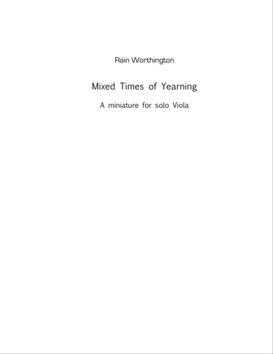 Mixed Times of Yearning - a miniature for solo viola Viola Solo scores gallery preview page 1