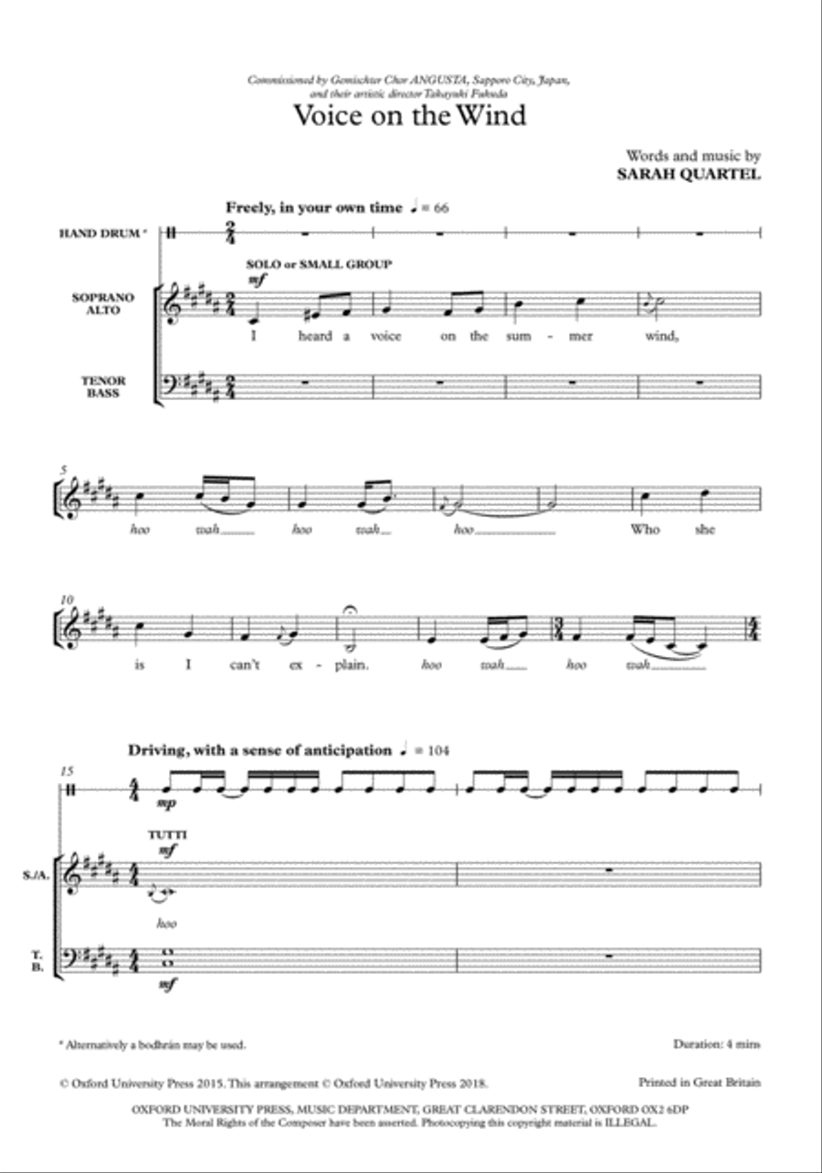 Voice on the Wind Voice on the Wind 4-Part scores gallery preview page 2