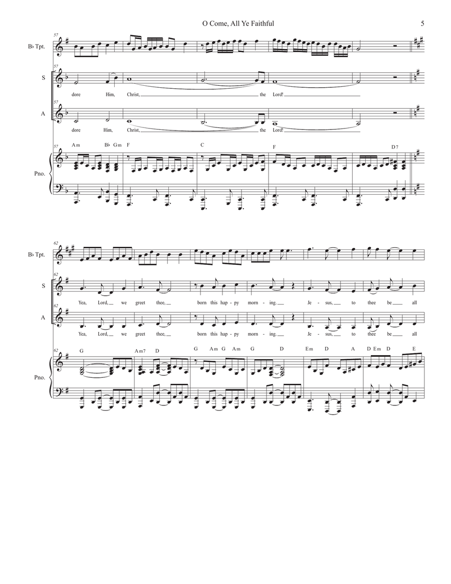 O Come All Ye Faithful (2-part choir - (SA) SA scores gallery preview page 5