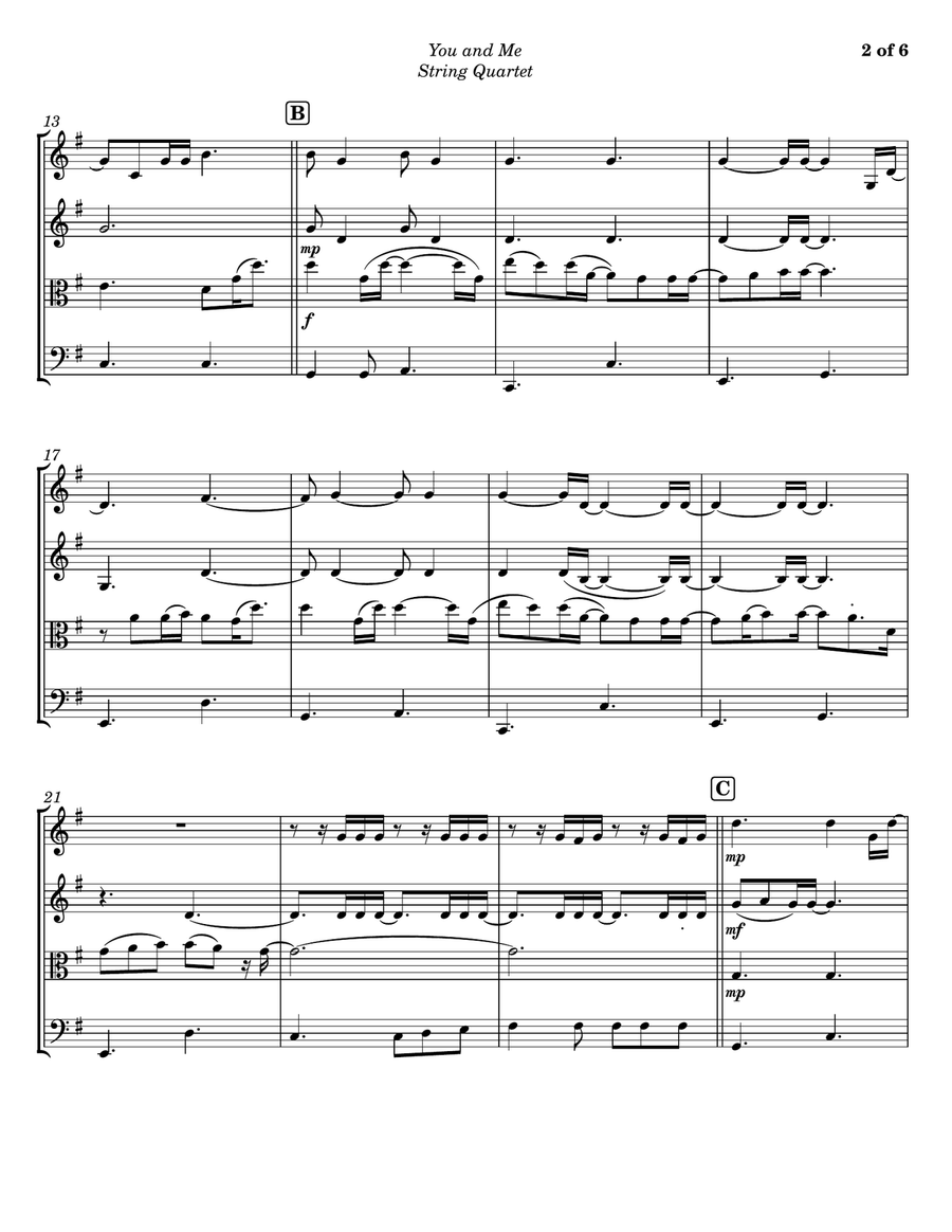 You And Me You And Me String Quartet scores gallery preview page 2