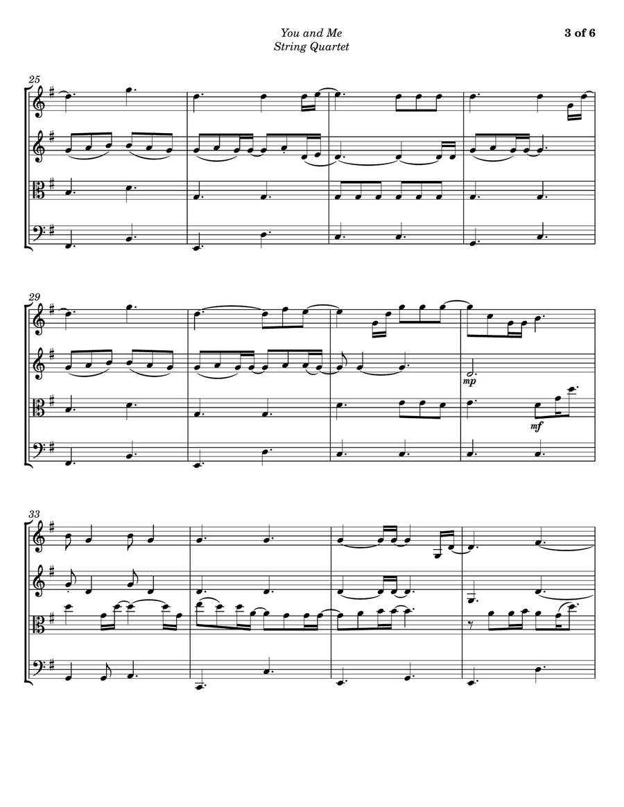 You And Me You And Me String Quartet scores gallery preview page 3