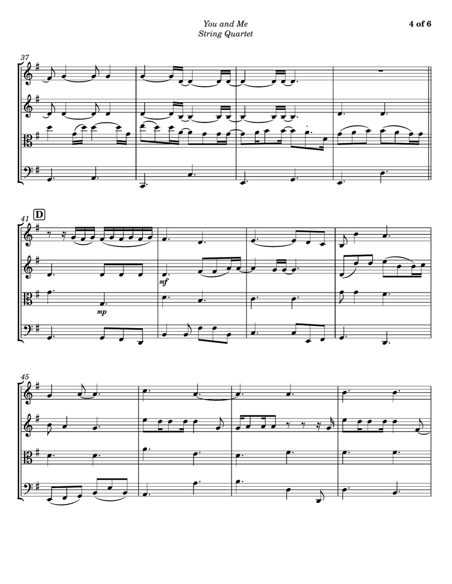You And Me You And Me String Quartet scores gallery preview page 4
