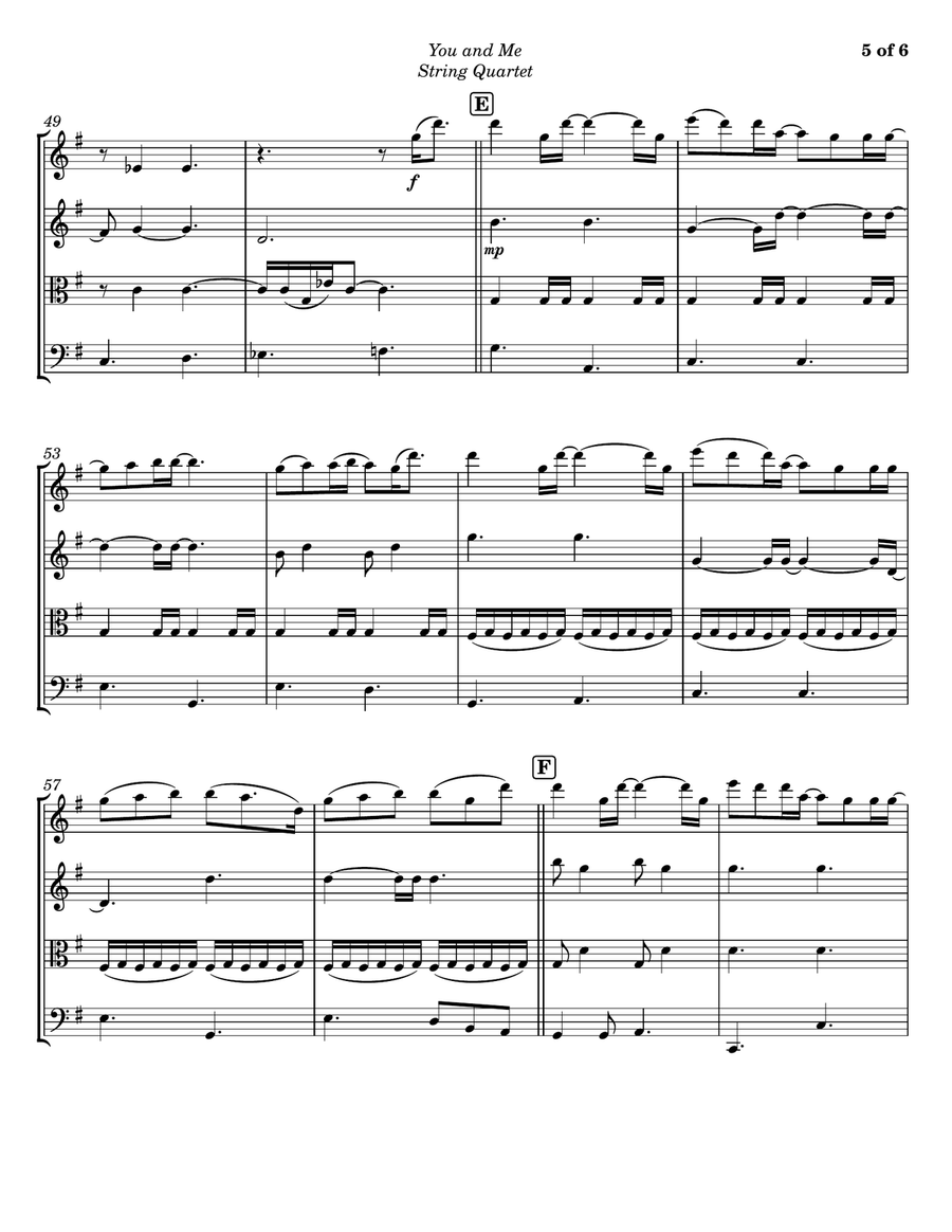 You And Me You And Me String Quartet scores gallery preview page 5