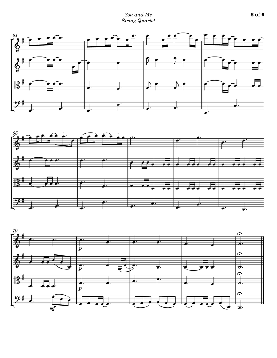 You And Me You And Me String Quartet scores gallery preview page 6