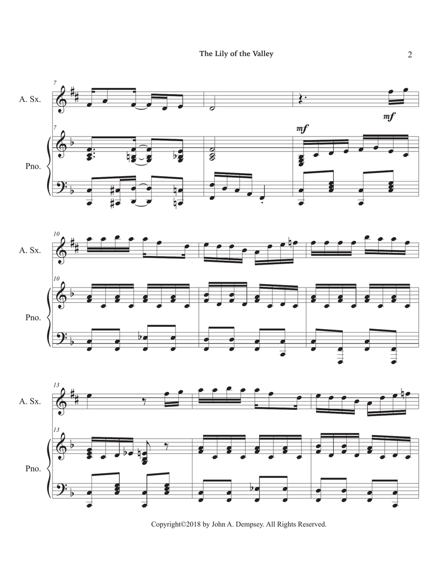 The Lily of the Valley (Alto Sax and Piano) Alto Saxophone scores gallery preview page 6