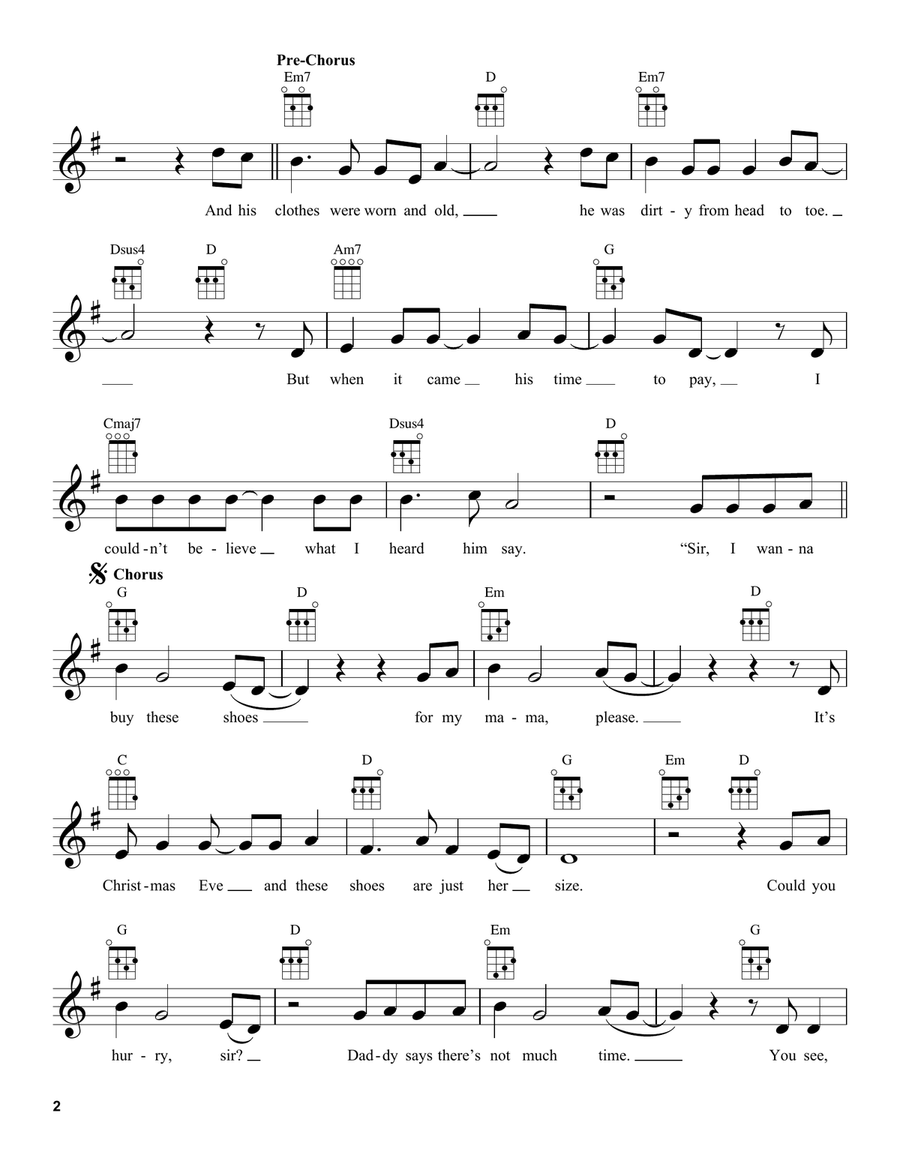 The Christmas Shoes The Christmas Shoes Ukulele scores gallery preview page 2