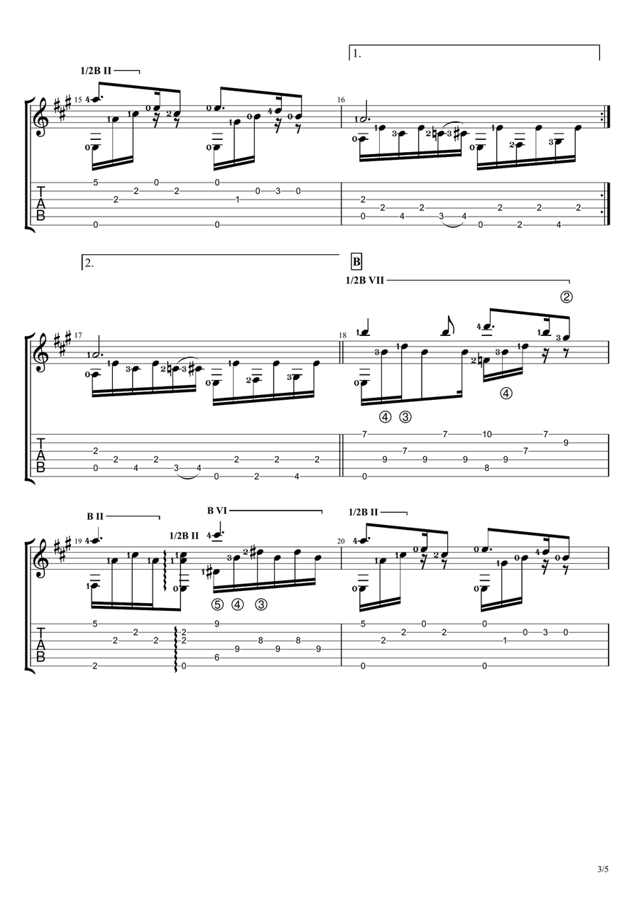 Silent Night (in A Major Scale) Guitar Solo scores gallery preview page 3