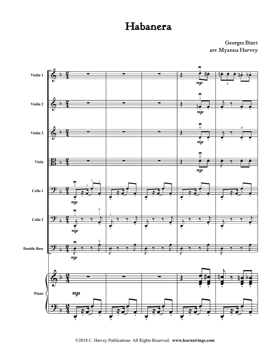 Habanera from Carmen for String Orchestra with Preparatory Exercises String Orchestra scores gallery preview page 5