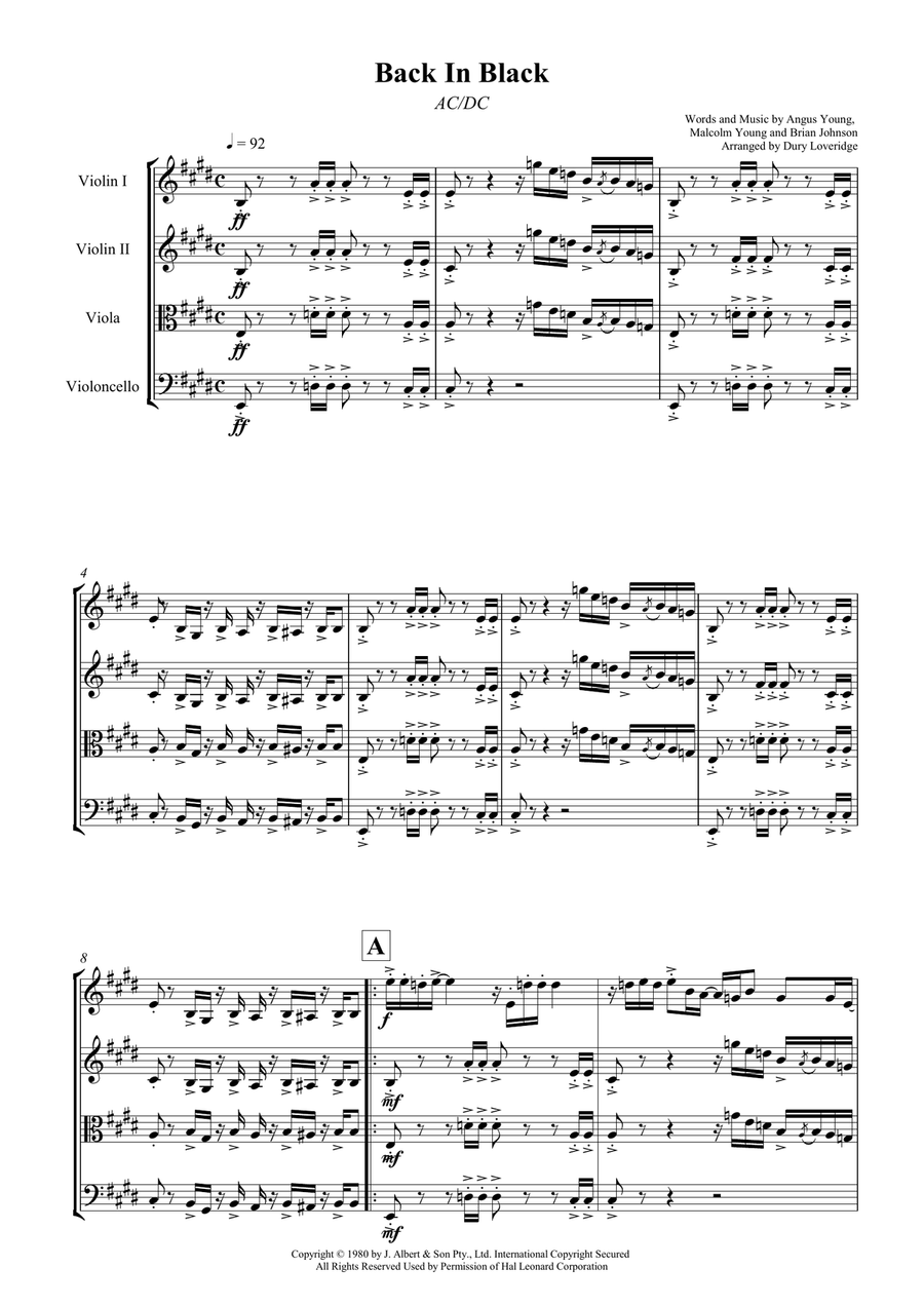 Back In Black String Quartet scores gallery preview page 2